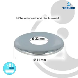 tecuro Design-Hahnrosette 1/2 Zoll Ø 22 mm x Ø 61 mm x 35 mm Messing verchromt