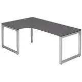 HAMMERBACHER RS82 höhenverstellbarer Schreibtisch grafit L-Form, O-Fuß-Gestell silber 200,0 x 120,0 cm