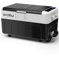 WOLTU elektrische Kompressor Auto Kühlbox, tragbare Mini Gefrierbox, Autokühlschrank mit Rollen, 30 L, mit USB-Schnittstell, 12/24V/220V, für Auto Lkw Boot Reisemobil und Steckdose, KUE013wsz