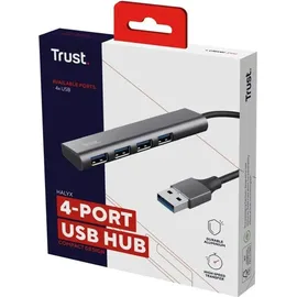 Trust Halyx-4-port 1+4 Port USB 3.1 Gen 1-Hub Dunkelgrau