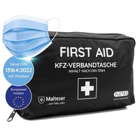 FLEXEO KFZ-Verbandtasche DIN 13164:2022, (1 St), Erste-Hilfe-Set für Autos, PKWs schwarz