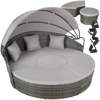 tectake® Rattan Sonneninsel, widerstandsfähig, klappbares Sonnendach, variabel aufstellbar