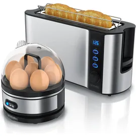 Arendo Langschlitz-Toaster Silber