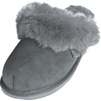 Extra dicke Lammfell Pantoffeln für Damen - Grau - 39