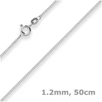 Schmuck Krone Goldkette 1,2mm Panzerkette aus 585 Weißgold 50cm, Gold 585 silberfarben