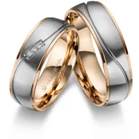 Verlobungsring MARRYA "Edelstahl Ringe Trauringe Eheringe Partnerringe" Fingerringe Gr. 62, Edelstahl, rosegold (damen ring - silber rosé) Damen