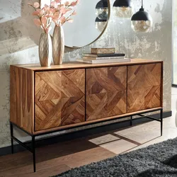 Kadima Design Massivholz Sideboard Sheesham, Industrial-Design, Stauraum. 123x45x70 cm