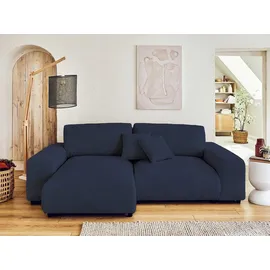 best mobilier Garance – Ecksofa beidseitig montierbar - 4-sitzer – aus Cord Nachtblau