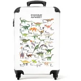 NoBoringSuitcases.com© Kinderkoffer Dino - Alphabet - Buchstaben - Jungen - Kind 55x35x20cm, 4 Rollen, Kinder Koffer Klein, Trolley Handgepäck bunt 35 cm x 55 cm x 20 cm