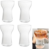 NSXIN Latte Macchiato Gläser Cappuccino Kaffeegläser 400ml 2er Set Teegläser Kristall Glas Eisbecher, Transparent, Hitzebeständig, Cocktail, Kaffee, Latte Macchiato, Modern (Typ A /400ml,4 STK)