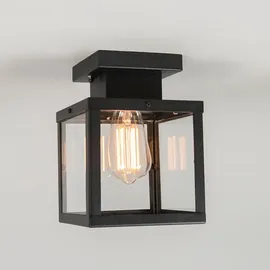 QAZQA Outdoor-Deckenleuchte Edelstahl 1-flammig E27 schwarz