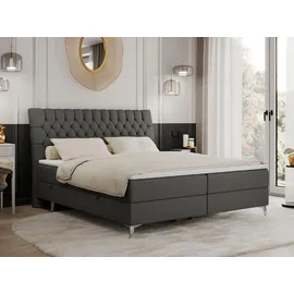 MKS Boxbett, MILEN 160/200 Dunkelgrau Kunstleder - H3