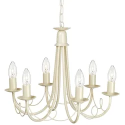 Kronleuchter Minster, 6 Lichter, Elfenbein/Goldpatina