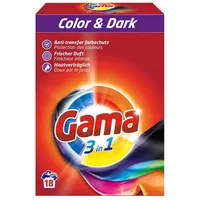 GAMA Gama Waschpulver Color & Dark 3in1 für 18 WL Waschmittel 1,08kg (1er P Colorwaschmittel