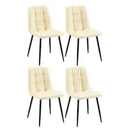 CLP 4er Set Esszimmerstuhl Antibes Kunstleder I Gesteppter Polsterstuhl I Küchenstuhl Mit Bodenschonern