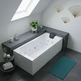 Indoor Whirlpool Badewanne 170x75 ccm, 12 Massagedüsen LED, schmal, freistehend, 1 Person, für kleines Bad, Caribia RHODOS Basic, Made in Germany