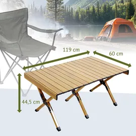 Jawinio Campingtisch Klappbar Holzoptik Braun