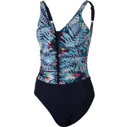 TECNOPRO Damen Badeanzug Flora, BLUE PALM LEAVES, 40C