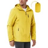 33,000ft Regenjacke Herren Wasserdicht Outdoorjacke Leichte Freizeitjacke Packbare Windjacke Fahrrad Regenmantel mit Kapuze Gelb S - S