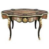 Casa Padrino Schreibtisch Barock Boulle Sekretär Oval - Handgefertigt aus Massivholz - Barock Schreibtisch Büro Möbel