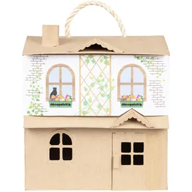 Décopatch Puppenhaus aus Pappmaché 25x24x27cm - Kartonbraun