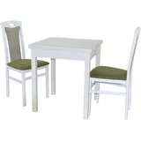 HOFMANN LIVING AND MORE Essgruppe »3tlg. Tischgruppe«, (Spar-Set, 3 tlg 3tlg. Tischgruppe), weiß + grün, + weiß, , 44421105-0 B/H/T: 45 cm x 95 cm x 48 cm,