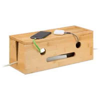 Relaxdays Kabelbox 15,5 x 42 x 16 cm 16-tlg. natur