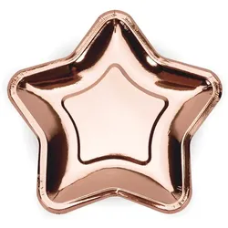 6 Teller Stern roségold Folie