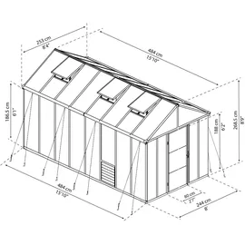 Palram Canopia Gewächshaus Glory 8X16 244,5 x 483,5 x 268,5 cm
