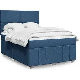 vidaXL Boxspringbett mit Matratze Blau 140x200 cm Stoff