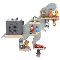 BOARTI Kinderregal Tier Dinosaurier hängend für Toniebox und Tonie Figuren platzsparendes Regal Maße: H. 44 x B. 52 x T. 19 cm Wandregal für Musikbox und Figuren Aufbewahrung mit Magneteinsätzen Aufbewahrungsregal Holz Dino