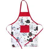 HOUSE ART LIFE Kinderschürze mit Tasche für Junge Mädche 5-10 Jahre zum Malen Kochen Backen Schürze für Kinder Baumwolle Bunt mit Katze | Viele Farben
