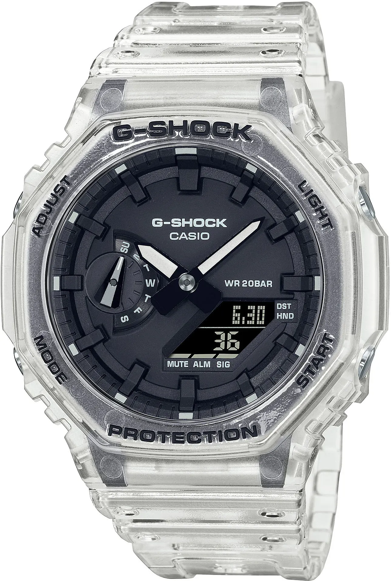 Chronograph CASIO G-SHOCK, transparent (transparent, schwarz), Armbanduhren, Herren, Chronograph, Quarzuhr, Armbanduhr,Herrenuhr,digital,bis 20bar wasserd.Resinarmband