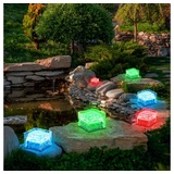 ETC Shop 6er Set RGB LED Solar Leuchten Farbwechsel bunt Eis Würfel Glas geeist Außen Beleuchtungen