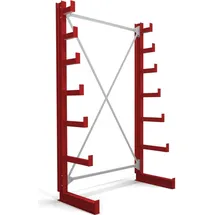 Stier Kragarmregal einseitig 1 Feld mit 6 absteigenden Ebenen 1300x2000x500mm feuerrot