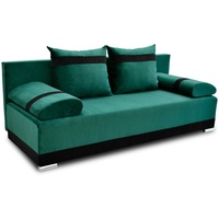 Grün Schlafsofa ORLEAN Sofa mit Bettkasten Couch Klappsofa Couchgarnitur