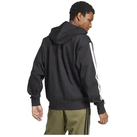 adidas Essentials 3-Streifen Fleece Reißverschlusspullover Black / White 3XL