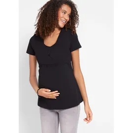 bonprix Stillshirt BONPRIX "2-in-1 Umstands- und Stillshirts (2er Pack?)", Damen, Gr. 36/38 (S), schwarz (schwarz, schwarz), Obermaterial: 95% Baumwolle, 5% Elasthan, figurumspielend, Shirts, figurumspielende Passform, mit Wickelschnitt