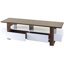 MCW MCW-B51 TV-Rack 150x45x45 cm Walnuss/Weiß Hochglanz Kunststoff