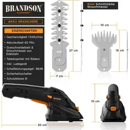 Brandson Akku-Strauchschere inkl. Teleskopstange 90-130 cm, Ladegerät und 2000 mAh