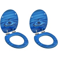 VidaXL Toilettensitze Soft-Close-Deckel 2 Stk. MDF Blau Wassertropfen