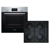 Bosch Einbau-Backofen mit Bosch Glas-Gaskochfeld autark 60cm 3D-Heißluft