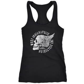 Neverless Tanktop Damen Tank Top Motorrad Biker Totenkopf Skull Wings Vintage Racerback schwarz XXL