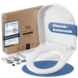 Wilford & Sons PREMIUM Toilettendeckel - WC Sitz mit Absenkautomatik - Klodeckel D-Form weiß - Hochwertige Klobrille, Toilettensitz Klo Deckel abnehmbar, Einfache Reinigung - Toilettenbrille Duroplast