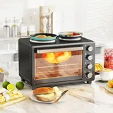 HOMCOM Minibackofen 28 L 2600W Mini Backofen 100-230°C 60 Min. Timer Schwarz