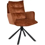 Duhome Lounge Stuhl mit Armlehnen Schminktischstuhl aus Chenille Essstuhl 180° Drehbar Sessel für Schlafzimmer Wohnzimmer Büro, Orange