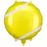 Folienballon Tennisball – Ballon ca. 35 cm, 1 Stück, Gelb-Weiß, für Helium und Luftfüllung Geeignet, Wiederverwendbar, inkl. Strohhalm, Party Dekoration für Kindergeburtstag, Sport Feier, Tennisparty