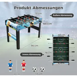 Fantask COSTWAY Tischkicker, Kickertisch inkl. 14 Kicker und 2 Bällen, Punktezähler & abnehmbaren Beinen, Spieltisch für Erwachsene und Kinder, Tischfußball für Spielzimmer, Bar... Braun