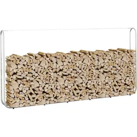 vidaXL Kaminholzregal Stahl 300 x 25 x 150 cm Silber