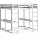 vidaXL Hochbett mit Schreibtisch & Leiter Weiß 180x200 cm Kiefernholz - Weiß